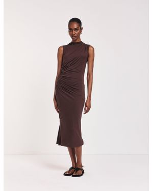 NINETY PERCENT Lana Draped Midi Dress In Bracken - Multicolour