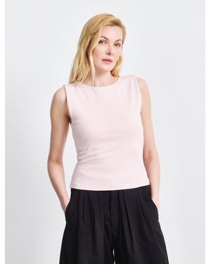 NINETY PERCENT Maya Cropped Tank In Dusk Pink - White