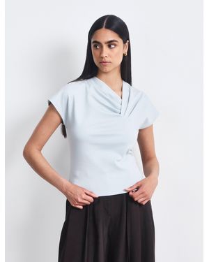 NINETY PERCENT Blaine Top In Icy Blue - White