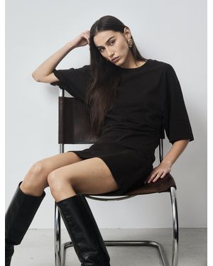 NINETY PERCENT Raya T-shirt Dress In Bitter Chocolate - Black