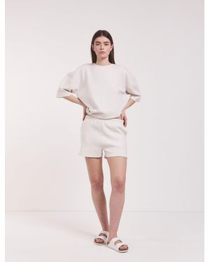 NINETY PERCENT Classic Lounge Shorts In Oatmeal Marl - Natural