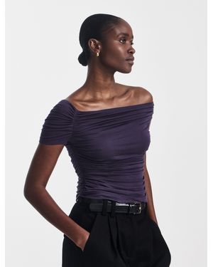 NINETY PERCENT Katie Ruched Top In Aubergine - Blue