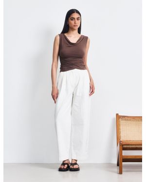 NINETY PERCENT Soren Top In Mocha - White
