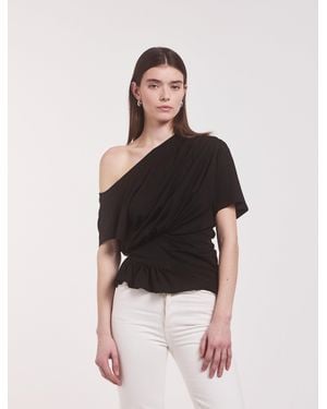 NINETY PERCENT Agathi Draped Top In Black