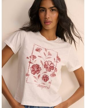 Nobody's Child Floral Shrunken Faded Graphic T-Shirt - Natural