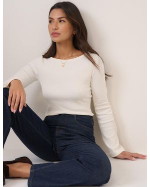 Nobody's Child Ribbed Flute Sleeve Top - Blue