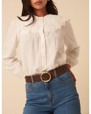 Nobody's Child Circular Buckle Suede Belt - Blue