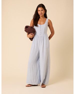 Nobody's Child Pinstripe Linen-Blend Cora Jumpsuit - Natural