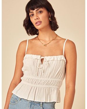 Nobody's Child Linen-Blend Ruched Cami Top - Natural