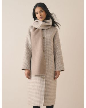 Nobody's Child Check Wool-Blend Reversible Scarf Coat - Natural