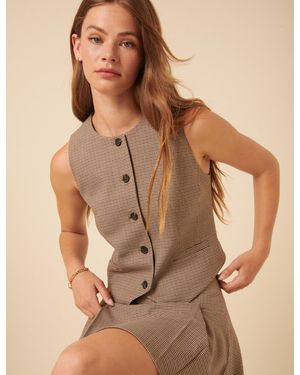 Nobody's Child Heritage Check Tailored Waistcoat - Brown