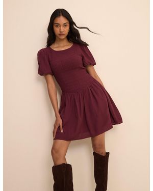 Nobody's Child Petite Burgundy Shirred Landy Mini Dress