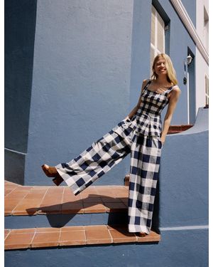 Nobody's Child Gingham Wide Leg Trousers - White