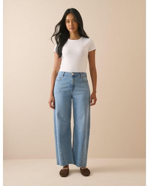 Nobody's Child Mid Rise Subtle Barrel Jeans - Blue