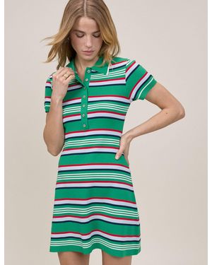 Nobody's Child Striped Knitted Polo Dress - Green