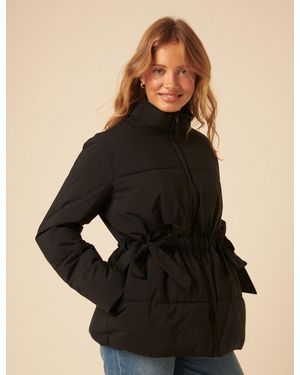 Nobody's Child Bow Puffer Jacket - Black