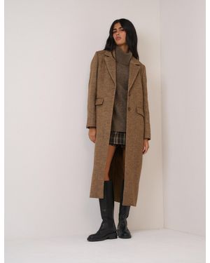 Nobody's Child Single Breasted Herringbone Coat - Natural