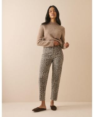 Nobody's Child Leopard Print Mid Rise Camden Tapered Jeans - Natural