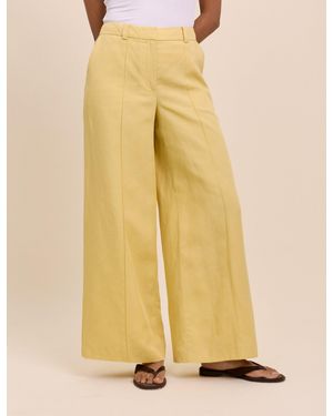 Nobody's Child Linen-Blend Wide Leg Tailored Trousers - Natural