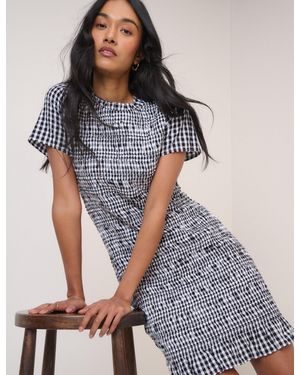 Nobody's Child Gingham Shirred Martha Mini Dress - Blue