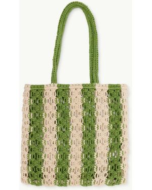 Nobody's Child And Cream Striped Crochet Tote - Natural