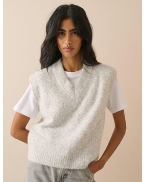 Nobody's Child Marl V Neck Knitted Vest - Natural