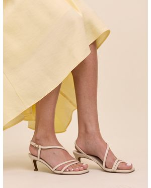 Nobody's Child Leather Strappy Kitten Heels - White