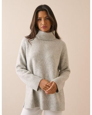 Nobody's Child Marl Roll-Neck Oversized Jumper - Natural