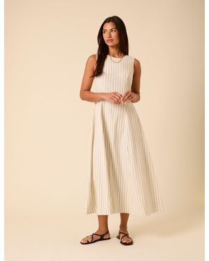 Nobody's Child Pinstripe Cedar Midi Dress - Natural