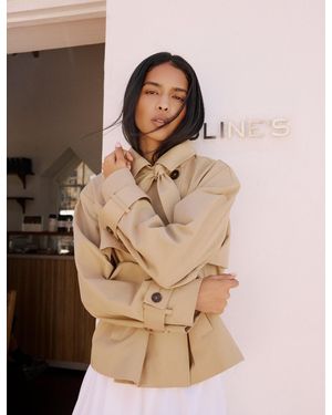 Nobody's Child Cropped Tie Trench Coat - Natural