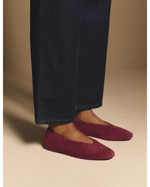 Nobody's Child Burgundy Suede High Vamp Ballet Flats - Blue
