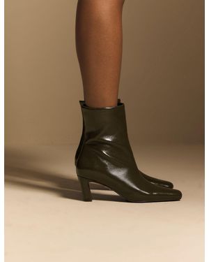 Nobody's Child Deep Leather Ottilie Ankle Boots - Green
