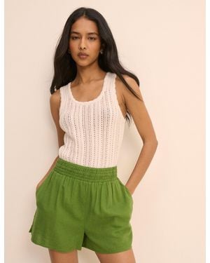 Nobody's Child Linen-Blend Elasticated Shorts - Green