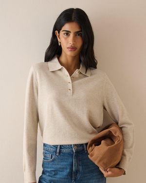 Nobody's Child Marl Knitted Polo Top - Natural