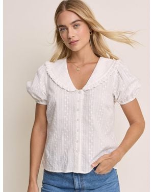 Nobody's Child Errie Short Sleeve Blouse - Natural