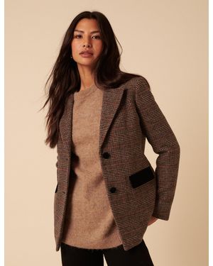 Nobody's Child Heritage Check Single Breasted Blazer - Natural