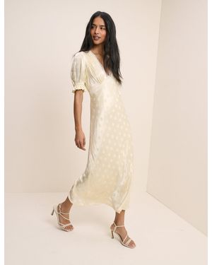 Nobody's Child Butter Polka Dot Satin Angela Midi Dress - Natural