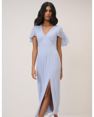 Nobody's Child Soft Chiffon Short Sleeve Marlow Midi Dress - Blue