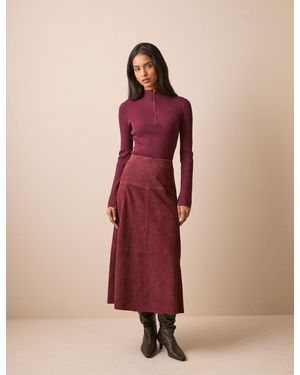 Nobody's Child Suede Midi Skirt - Red