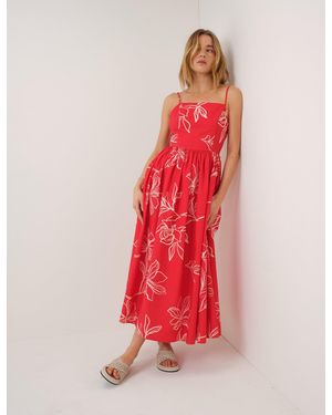 Nobody's Child Floral Madeline Midi Dress - Red