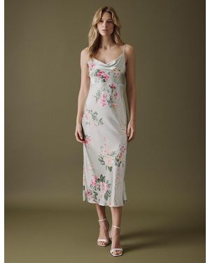 Nobody's Child Floral Cowl Neck Midi Trixie Dress - Green