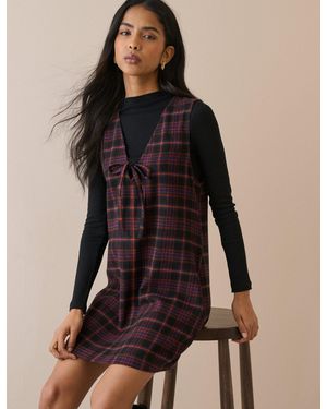 Nobody's Child Tartan Cord Nila Shift Mini Dress - Black