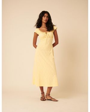 Nobody's Child Lemon Lace Trim Melissa Midi Dress - Yellow
