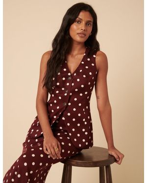 Nobody's Child Polka Dot Longline Waistcoat - Brown