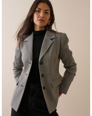 Nobody's Child Herringbone Cinched Blazer - Red