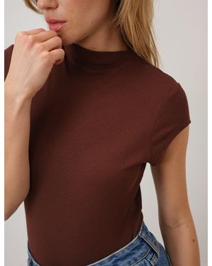 Nobody's Child Ribbed Cap Sleeve Top - Brown