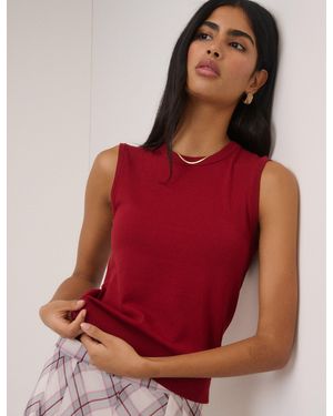 Nobody's Child Crew Neck Knitted Vest - Red
