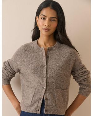 Nobody's Child Taupe Marl Patch Pocket Cardigan - Brown