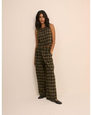 Nobody's Child Check Wide Leg Jerrow Trousers - Natural