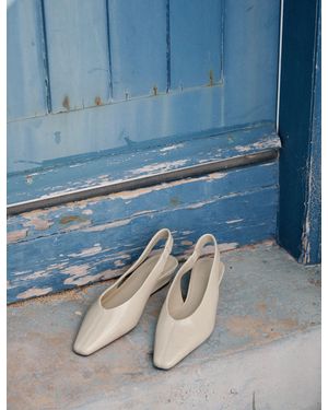 Nobody's Child Leather Wedge Sling Back Heels - Blue